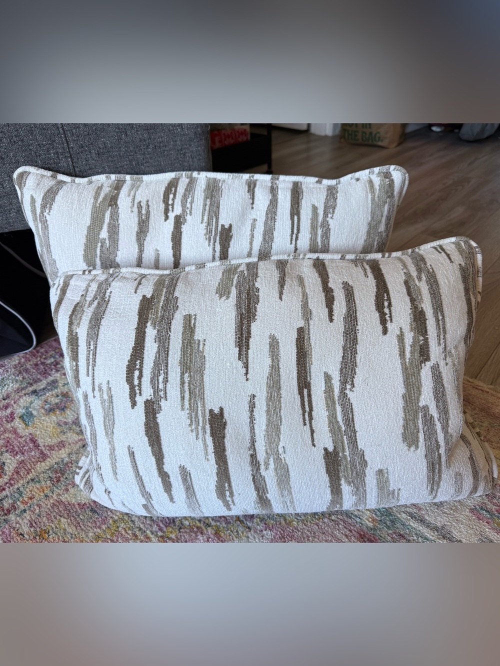Neutral Abstract Brushstroke Throw Pillow Covers Pair